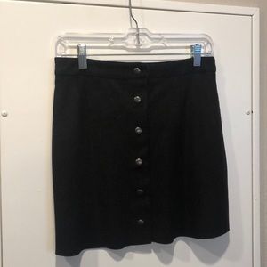 Aqua faux suede snap front skirt